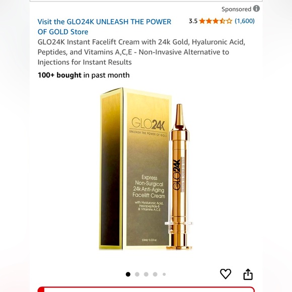 Glo 24k Increase the Power of Gold. Express Non Surgical 24k Facelift Cream. - Picture 1 of 3